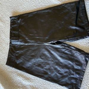 Black Fake leather biker shorts